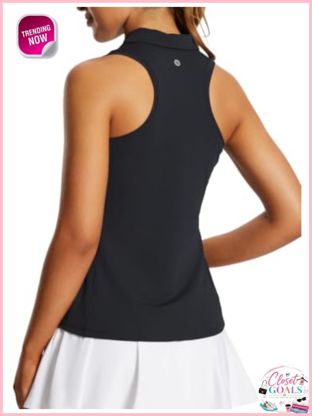 Women's Sleeveless Golf Polo Racerback Zip Collar UPF 50+ Tennis Top